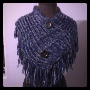 Blue knit scarf